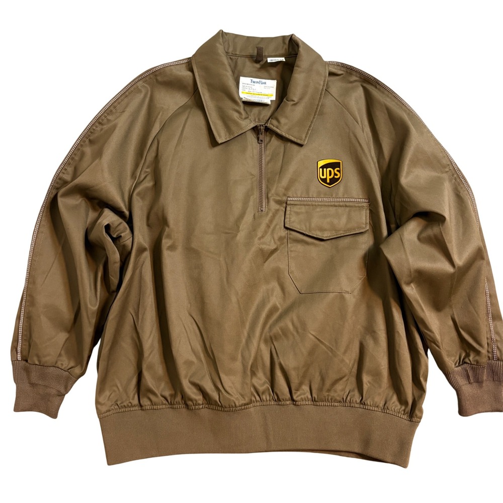 NWT TwinHill UPS Mens Brown Quarter Zip Windbreaker Jacket 2XL 660-0018-204